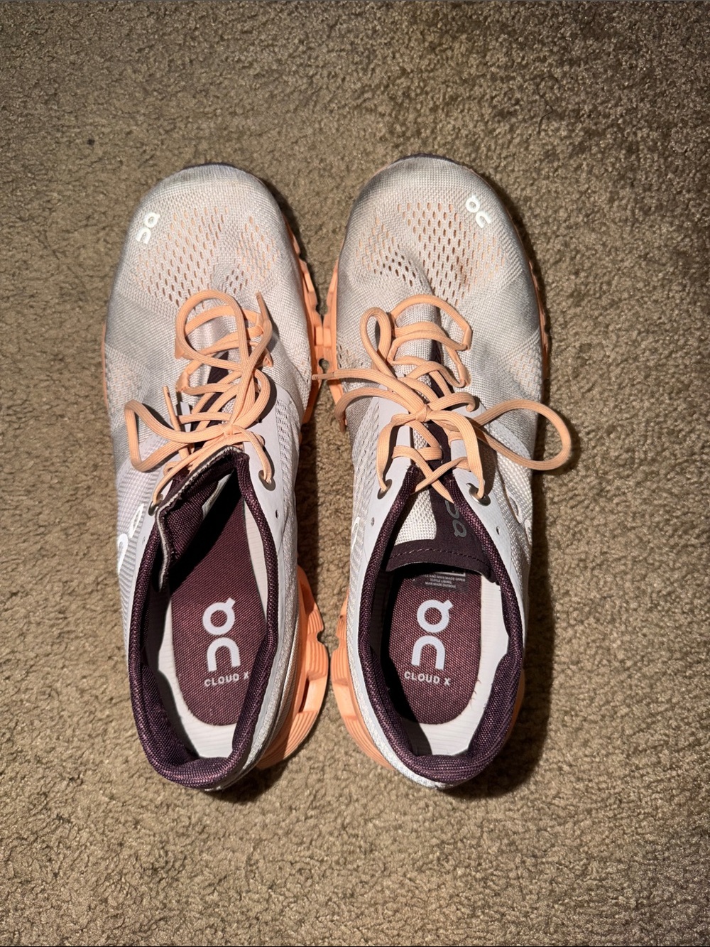 On Running Women's Cloud X Running Shoes in Peach and Plum